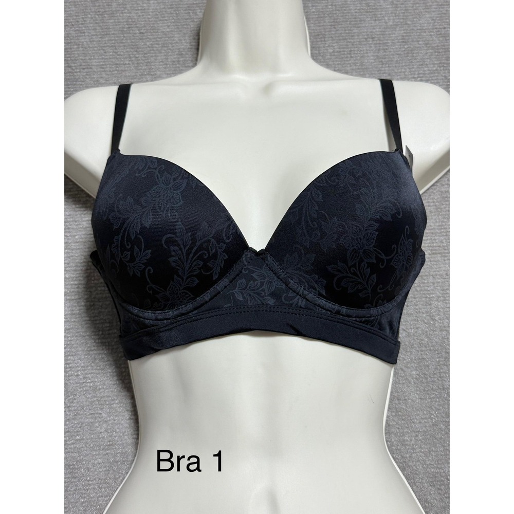 Pearlle Bra Womens 34B Black Underwire Padded Floral Print Everyday Style‎ 6227